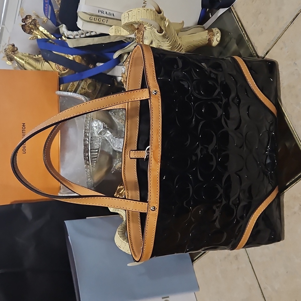 Coach Black and Tan Tote Bag - Picture 3 of 16